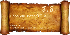 Boschan Borbála névjegykártya